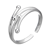 925 prata esterlina Cuff Ring Finger, para mulher, 7mm, tamanho:7, vendido por PC