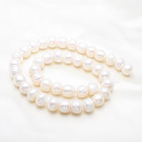 Perles nacres baroques de culture d'eau douce , perle d'eau douce cultivée, Rond, naturel, blanc, 10-11mm, Trou:Environ 0.8mm, Vendu par 14.7 pouce brin