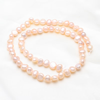 Cultured Potato Freshwater Pearl Beads, natural, pink, Grade A, 7-8mm, Hole:Approx 0.8mm, Sold Per Approx 14.5 Inch Strand