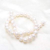 Perles nacres baroques de culture d'eau douce , perle d'eau douce cultivée, Rond, blanc, 11-12mm, Trou:Environ 3mm, Vendu par 15.3 pouce brin