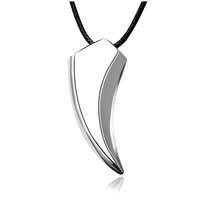 Tibetan Style Jewelry Necklace, with Waxed Nylon Cord, with 1.5lnch extender chain, Wolf Tooth, platinum color plated, 50x20mm, Sold Per Approx 17.5 Inch Strand