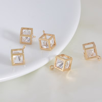 Brass Extender Chain Drop with Cubic Zirconia Cube 24K gold plated lead & cadmium free 7.5mm Approx 1-2mm Sold By Bag