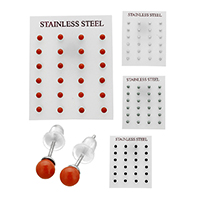 Copper Coated Plastic Stud Earring with rubber earnut stainless steel post pin Round imitation pearl Sold By Lot