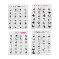Stainless Steel Stud Earrings Round original color Sold By Lot