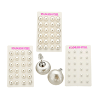 コッパー加工プラスチック スタッドイヤリング, とともに ゴムearnut, ステンレス ポスト, ボタン, 異なるサイズの選択 & 模造真珠, 12ペア/ロト, 売り手 ロト