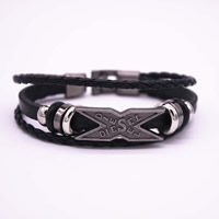 Unisex Bracelet Cowhide with PU Leather & Zinc Alloy plated  nickel lead & cadmium free Sold Per Approx 6.7 Inch Strand