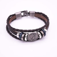 Unisex Bracelet Cowhide with PU Leather & Wood & Zinc Alloy plated  nickel lead & cadmium free Sold Per Approx 6.7 Inch Strand