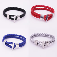 Unisex Bracelet PU Leather with Zinc Alloy platinum color plated nickel lead & cadmium free Sold Per Approx 6.7 Inch Strand