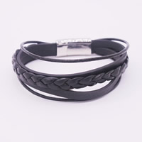 Unisex Bracelet PU Leather zinc alloy magnetic clasp platinum color plated  nickel lead & cadmium free Sold Per Approx 6.7 Inch Strand