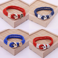 Men Bracelet Nylon Cord with Zinc Alloy Anchor plated nautical pattern & for man nickel lead & cadmium free Length Approx 6.7 Inch Sold By Lot
