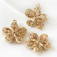 Hollow Brass Pendants Flower 24K gold plated lead & cadmium free Approx 1-2mm Sold By Bag
