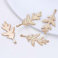 Brass, Leaf, 24K gold plated, lead & cadmium free, 18x36x1.10mm, Hole:Approx 1-2mm, 20PCs/Bag, Sold By Bag