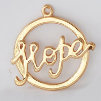 Brass, Flat Round, word hope, 24K gold plated, lead & cadmium free, 20x20mm, Hole:Approx 1-2mm, 20PCs/Bag, Sold By Bag