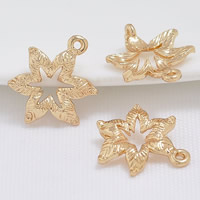 Brass, Flower, 24K gold plated, 1/1 loop, lead & cadmium free, 14x11mm, Hole:Approx 1-2mm, 20PCs/Bag, Sold By Bag