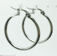 Stainless Steel Hoop Earring, Tibetan Style, stainless steel post pin, Donut, platinum color plated, different size for choice, lead & cadmium free, Sold By Pair