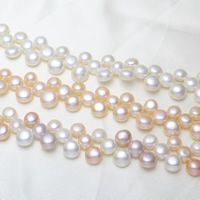 Tlačítko kultivované sladkovodní Pearl Beads, přírodní, více barev na výběr, 6-7mm, 7-8mm, 8-9mm, Prodáno za Cca 15.5 inch Strand
