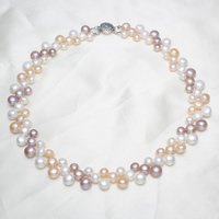 Natural Freshwater Pearl Necklace, brass box clasp, Baroque, 6-7mm, 7-8mm, 8-9mm, Sold Per Approx 16.5 Inch Strand