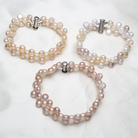 Freshwater Cultured Pearl Bracelet Freshwater Pearl brass slide clasp Baroque natural 6-7mm Sold Per Approx 7 Inch Strand