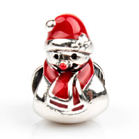 European Christmas Beads, Brass, Snowman, antique silver color plated, Christmas jewelry & without troll & enamel, nickel, lead & cadmium free, 7.43x11.07mm, Hole:Approx 4.5-5mm, Sold By PC