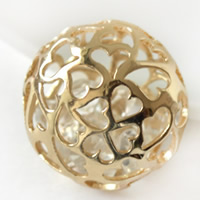 Brass, with Cubic Zirconia, Flat Round, 24K gold plated, no hole & hollow, lead & cadmium free, 25x18mm, 20PCs/Bag, Sold By Bag