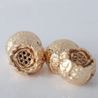 24K Gold Perlen, Messing, Blume, 24 K vergoldet, frei von Blei & Kadmium, 10.8x8.8mm, Bohrung:ca. 1.5mm, 20PCs/Tasche, verkauft von Tasche
