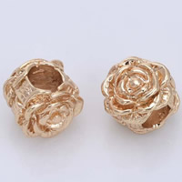 Brass Jewelry Beads, Flower, 24K gold plated, without troll, lead & cadmium free, 8.5x8.5mm, Hole:Approx 4mm, 20PCs/Bag, Sold By Bag