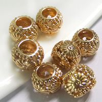 Brass Jewelry Beads, Drum, 24K gold plated, without troll, lead & cadmium free, 10x8mm, Hole:Approx 5mm, 20PCs/Bag, Sold By Bag