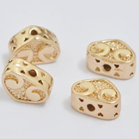 24K Gold Perlen, Messing, Herz, 24 K vergoldet, frei von Blei & Kadmium, 10x7x5mm, Bohrung:ca. 1-2mm, 20PCs/Tasche, verkauft von Tasche