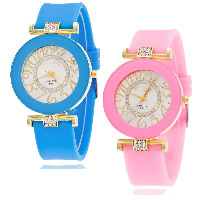 Unisex Wrist Watch Silicone with zinc alloy dial & Glass plated with rhinestone 38mm Length Approx 9.4 Inch Sold By PC