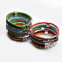 Unisex Bracelet, PU Leather, with Tibetan Style, platinum color plated, more colors for choice, Length:Approx 6.7 Inch, 3Strands/Lot, Sold By Lot