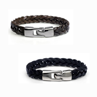 Men Bracelet Cowhide zinc alloy clasp braided bracelet & for man Length Approx 6.7 Inch Sold By Lot