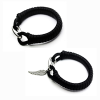 Men Bracelet, Cowhide, with Tibetan Style, platinum color plated, different styles for choice & for man, black, nickel, lead & cadmium free, Length:Approx 6.7 Inch, 5Strands/Lot, Sold By Lot