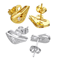 Stainless Steel Stud Earrings Swan plated with cubic zirconia Sold By Pair