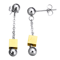 Stainless Steel Drop Earring plated two tone 33mm Sold By Pair