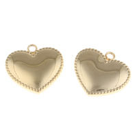 Stainless Steel Heart Pendants gold color plated Approx 2mm Sold By PC