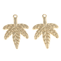 Stainless Steel Pendants Leaf gold color plated Approx 1mm Sold By PC