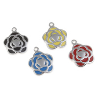 Stainless Steel Flower Pendant, enamel, more colors for choice, 16x19x2mm, Hole:Approx 1.5mm, Sold By PC