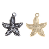 Stainless Steel Animal Pendants, Starfish, plated, enamel, more colors for choice, 19x23x25mm, Hole:Approx 1.5mm, Sold By PC