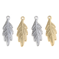Stainless Steel Pendants, Leaf, plated, more colors for choice, 9x25x2mm, Hole:Approx 1.5mm, Sold By PC
