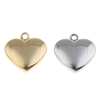 Stainless Steel Heart Pendants, plated, more colors for choice, 17x16x4mm, Hole:Approx 2mm, Sold By PC