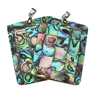 Abalone Shell Pendant, with Freshwater Shell & Brass, Rectangle, platinum color plated, mosaic, 30.50x40.50x4mm, Hole:Approx 4x5mm, Sold By PC