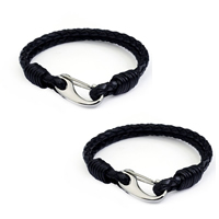 Men Bracelet, Cowhide, Tibetan Style clasp, for man & 2-strand, black, Length:Approx 6.7 Inch, 3Strands/Lot, Sold By Lot