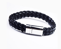 Men Bracelet PU Leather zinc alloy magnetic clasp for man black Length Approx 6.7 Inch Sold By Lot