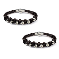Unisex Bracelet Cowhide with Zinc Alloy zinc alloy magnetic clasp platinum color plated deep coffee color nickel lead & cadmium free Length Approx 6.7 Inch Sold By Lot