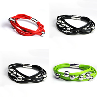 Unisex Bracelet PU Leather with Zinc Alloy zinc alloy magnetic clasp platinum color plated nickel lead & cadmium free Length Approx 6.7 Inch Sold By Lot