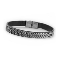 Men Bracelet Cowhide with Zinc Alloy for man black Length Approx 6.7 Inch Sold By Lot