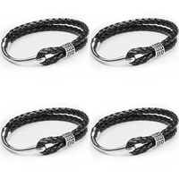 Men Bracelet PU Leather with Zinc Alloy platinum color plated for man &  black nickel lead & cadmium free Length Approx 6.7 Inch Sold By Lot