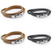 Men Bracelet Cowhide zinc alloy foldover clasp for man Length Approx 13.5 Inch Sold By Lot