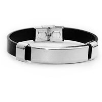 Men Bracelet Cowhide with Zinc Alloy platinum color plated for man black Length Approx 6.7 Inch Sold By Lot