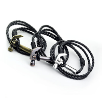 Men Bracelet PU Leather with Zinc Alloy Axe plated for man nickel lead & cadmium free Length Approx 20 Inch Sold By Lot